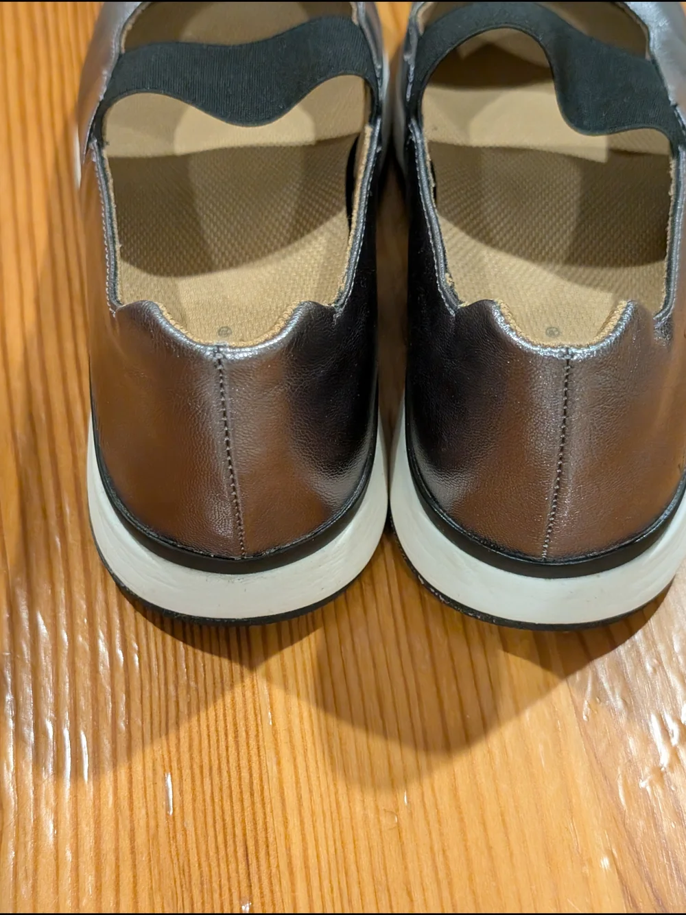 Vionic Metallic Pewter Slip-On Mary Jane Flats with Black Elastic Strap